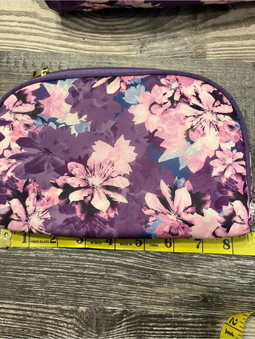 Ellen Tracy Purple Floral Cosmetic Bag Trio